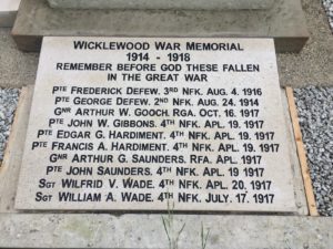 Plaque on war memorial