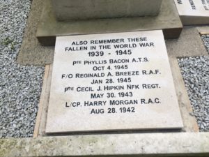 second plaque on war memorial
